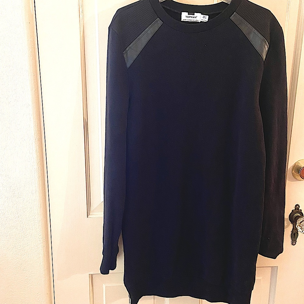 Top Man longline long sleeve T-Shirt with side zipper. Size-XS